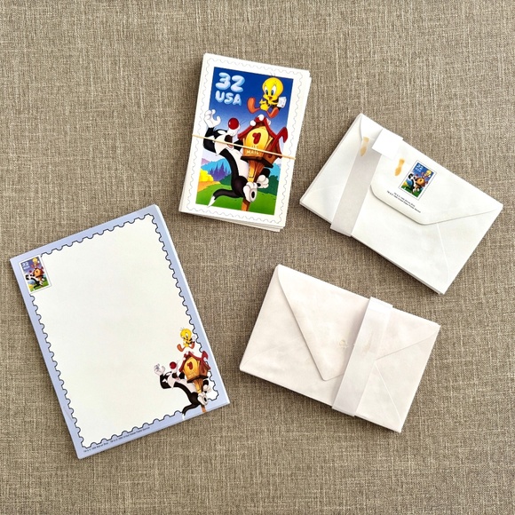 Vintage Sylvester & Tweety Stationery in Collectible Tin & Collectible Stamps - Picture 3 of 11